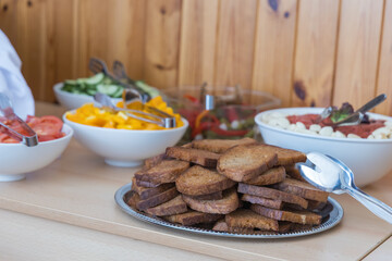 Refreshments on tables in the form of a banquet
