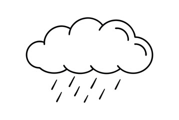 Simple Black And White Line Art Of A Rain Cloud Illustration
