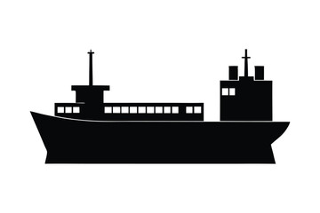 Obraz premium Set of Cargo ship silhouette vector 