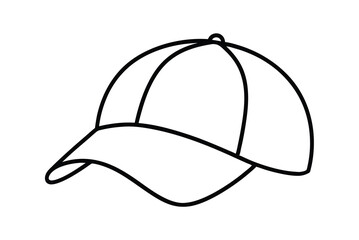 Black And White Outline Drawing Of Baseball Cap Graphic Design Element