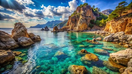 Obraz premium Stunning High-Resolution Image: Rocky Coastline, Turkish Riviera, Mediterranean Sea
