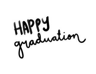 Cute Happy graduation message text letter word typography hand drawn doodle black color cursive font png transparent clipart digital sticker © doodlyanddeva