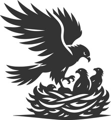 Silhouette of a hawk bird animal vector