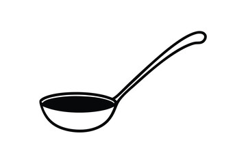 Simple Line Drawing of a Classic Kitchen Ladle