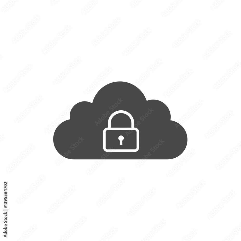 Poster cloud security icon: a visual representation of secure cloud storage, this image uses a simple yet e