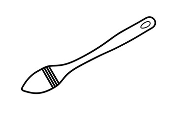 Black Outline Paint Brush Artistic Tool On Isolated White Background