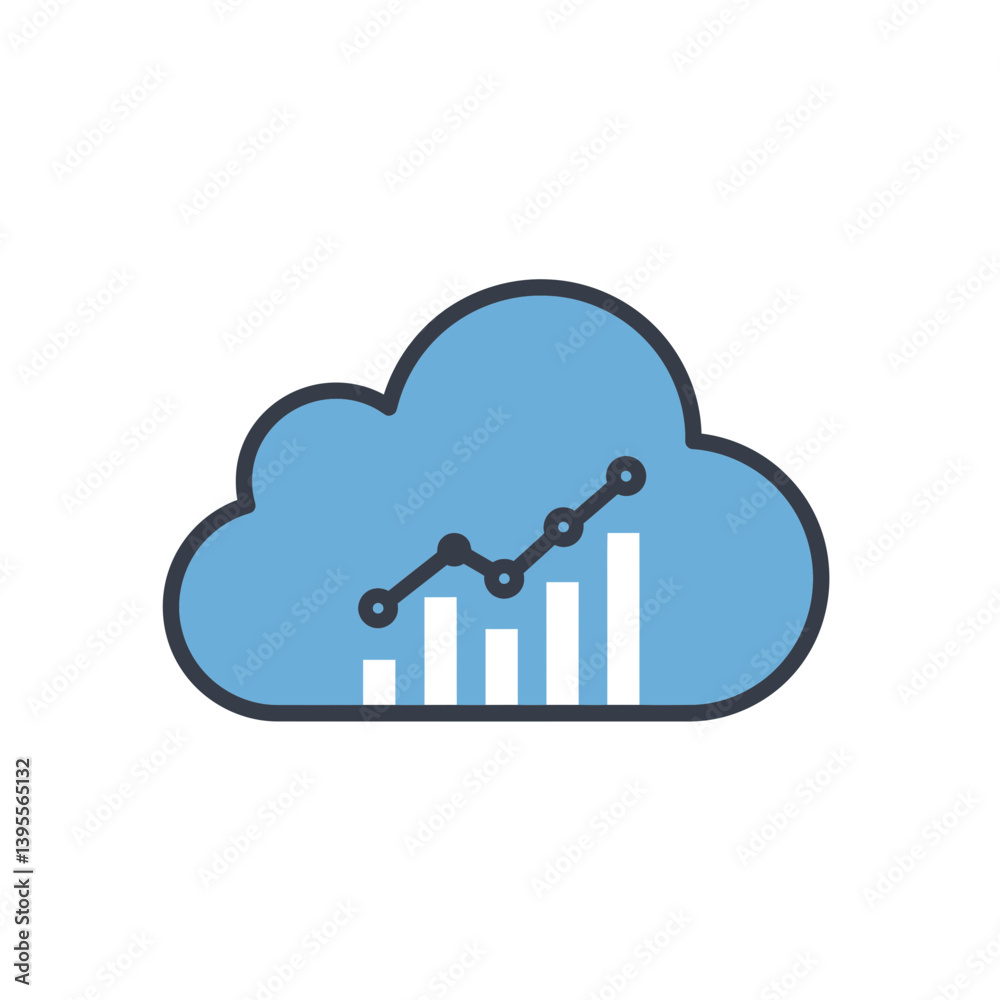 Poster cloud data visualization: a symbolic representation of cloud computing, with a stylized cloud shape 