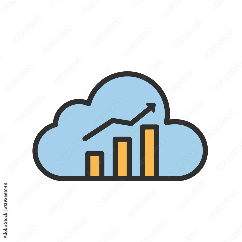Poster cloud-based progress: a modern, illustrative representation of data and progress within a digital cl