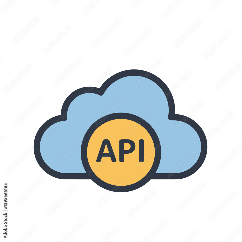 Fototapete cloud-based api icon: a clean and modern graphic of a cloud encompassing a round icon displaying the
