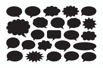 Collection of Black Speech Bubbles and Thought Clouds