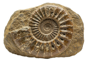Isolated Fossilized Ammonite Embedded in Rock