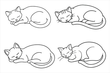 continuous line drawing of a sleeping cat