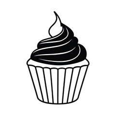 Elegant Cupcake Vector Graphic Simple Black And White Sweet Treat Icon