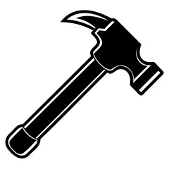 Black silhouette of a claw hammer simple vector design isolated on transparent background