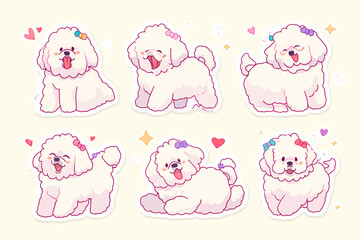 Obraz premium Cute Bichon Frise Dog Stickers
