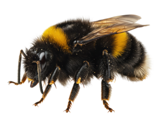 Isolated Detailed Close Up of a Fuzzy Bumblebee