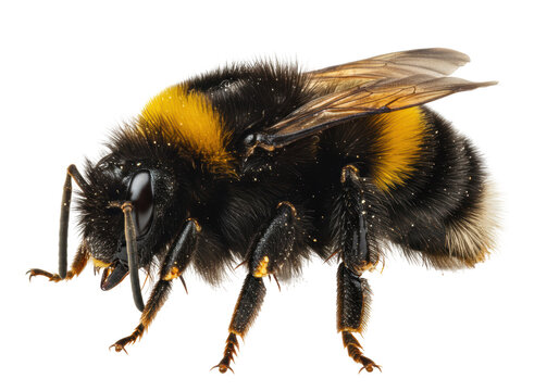Isolated Detailed Close Up of a Fuzzy Bumblebee
