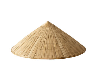 Isolated Traditional Asian Rice Hat Woven from Natural Straw