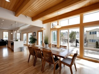 Fototapeta premium Bright and Modern Interior Design of Energy Efficient Home