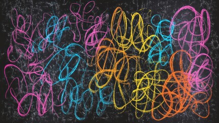 Colorful abstract lines intertwining on a dark background, creating a vibrant artistic display