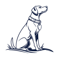 Fototapeta premium Dog Surfing Wave Logo Stylized Animal and Ocean Vector Illustration .