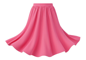 Isolated Flowing Pink Midi Skirt with Elastic Waistband