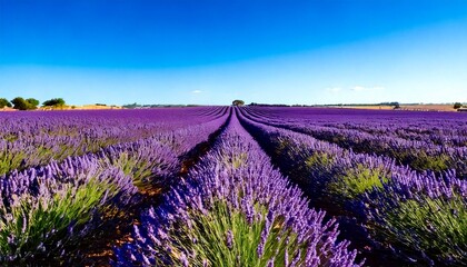 Fototapeta premium 青空の下に広がるラベンダーの花畑4