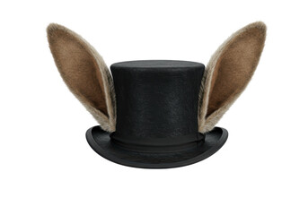 Isolated Vintage Rabbit Ears inside a Black Magician's Hat