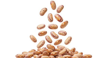 Isolated Falling Pinto Beans on Piled Group Isolated
