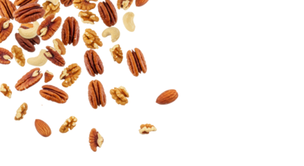 Isolated Mixed Nuts Grouped Almonds Walnuts Pecans Cashews