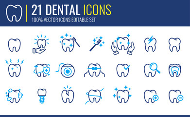 Icons for dental clinic - Teeth icons, vector illustrations.