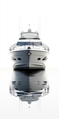 Sleek Gray Yacht Reflection in Calm Water Minimalist Composition