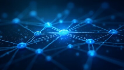 Obraz premium Intricate neural network glowing blue nodes interconnected digital technology abstract dark