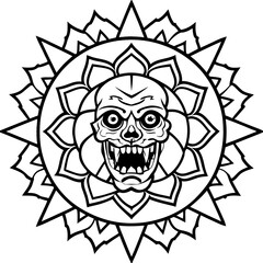 Undead Mandala Vector Line Art