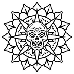 Undead Mandala Vector Line Art