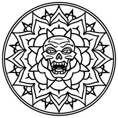 Undead Mandala Vector Line Art