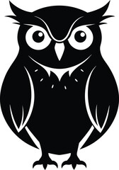 Owl bird silhouette with white background