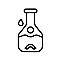 Chemically contaminated flask icon with a sad expression  