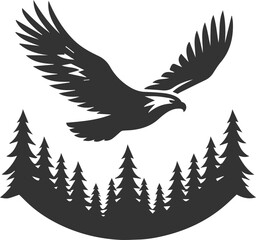 Silhouette of a hawk bird animal vector