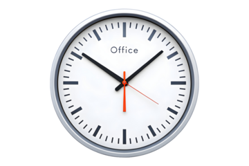 Modern Analog Wall Clock with Black Numerals and Hands.