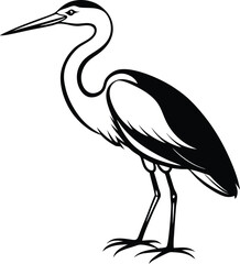 Obraz premium Heron silhouette with white background