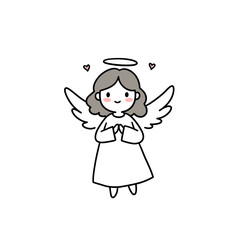 Fototapeta premium Cute angel character expressing love with a halo and wings 