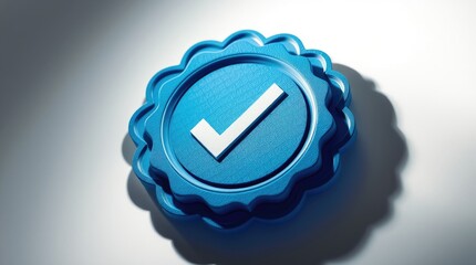 A vibrant blue, certified quality assurance seal with a prominent white check mark.