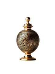 Artistic gold decorative urn studio cutout background elegant costume close-up cultural heritage