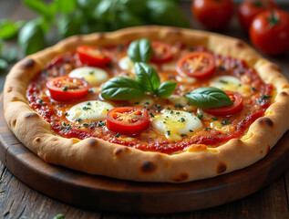 Rustic Pizza with Fresh Mozzarella and Basil