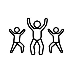 Fototapeta premium Three figures doing jumping jacks against a white background 