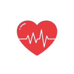 Heartbeat Symbol: A vibrant red heart silhouette displaying a pulse waveform, capturing the essence of life, health, and medical advancements.