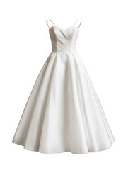 Elegant white dress cutout background costume showcase studio setting fashion photography