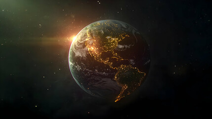 Obraz premium Earth Illuminated At Sunrise From Space