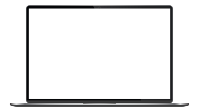 Isolated laptop mockup without background with blank screen. Stock royalty free . Overlay png
